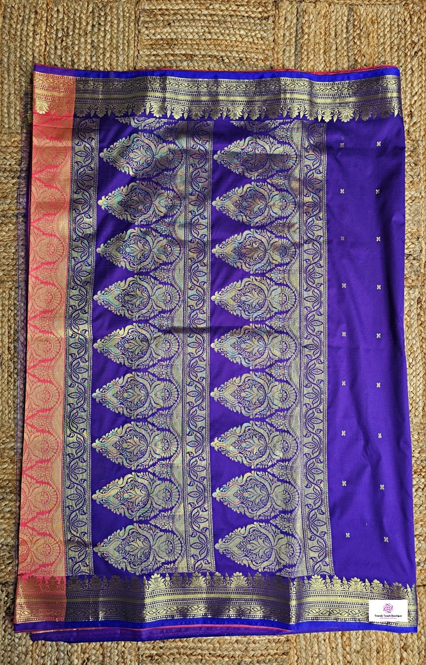 Sloka - Peach Purple - Soft Silk Saree