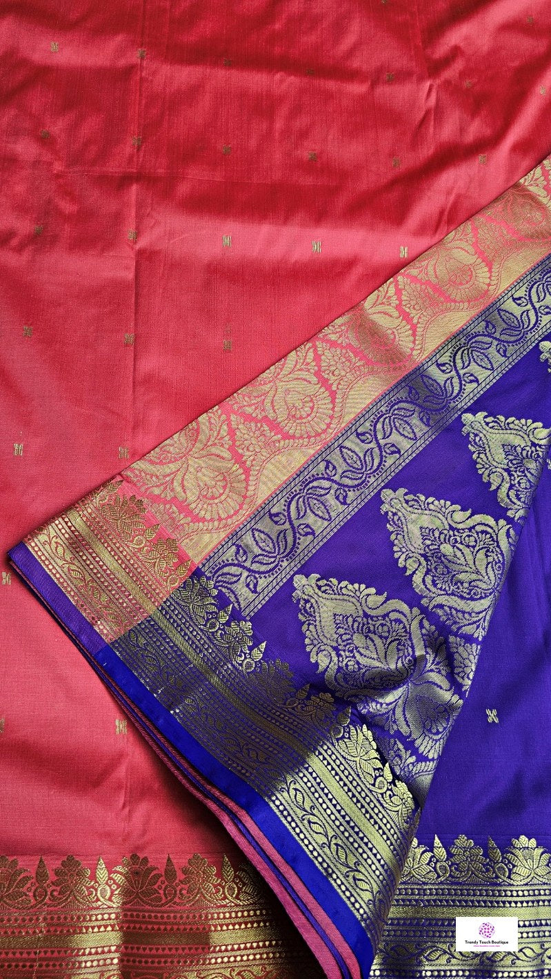 Sloka - Peach Purple - Soft Silk Saree