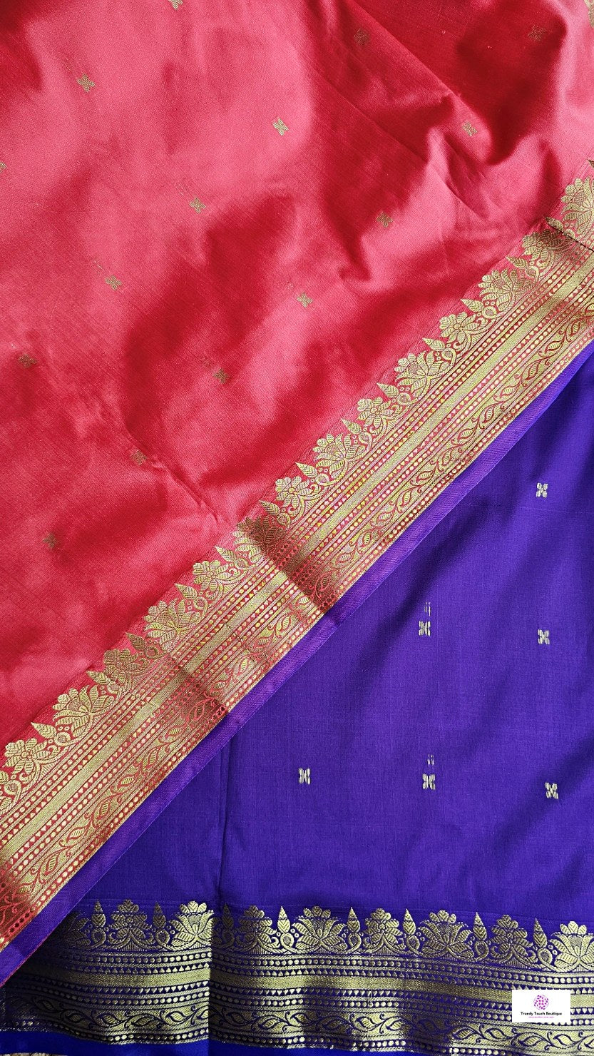 Sloka - Peach Purple - Soft Silk Saree