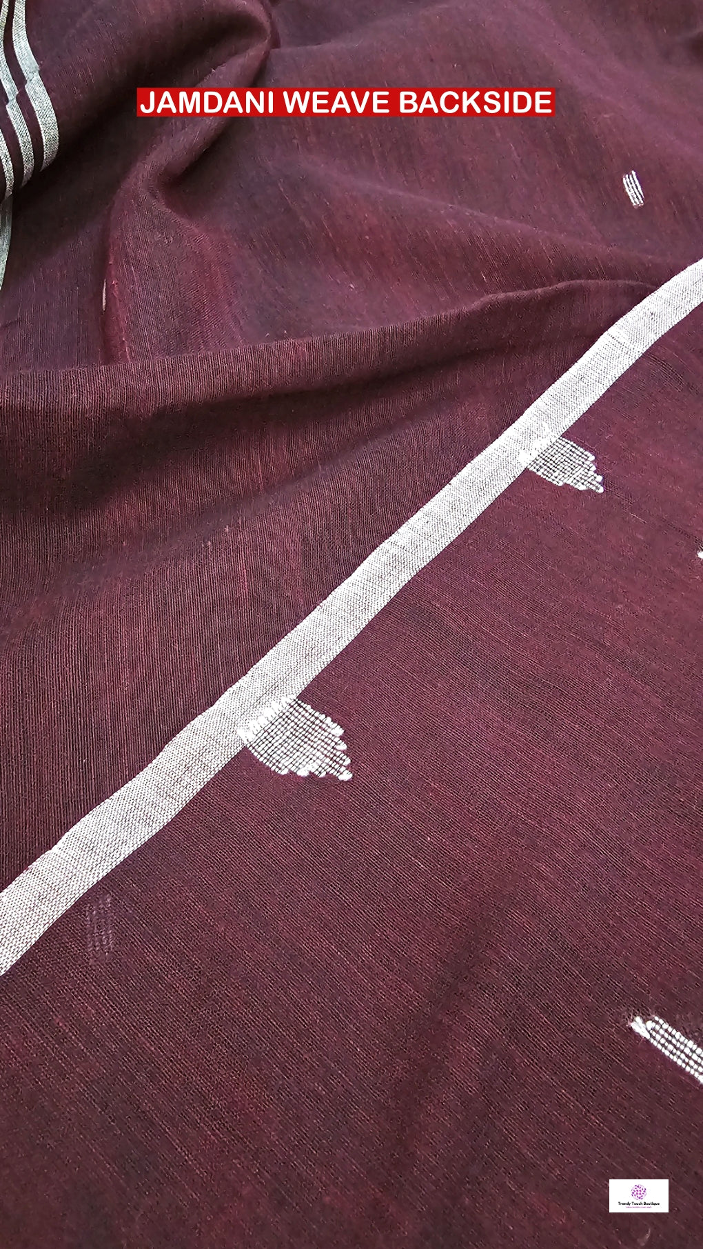 Burgundy - Bengal Handloom - Cotton Saree