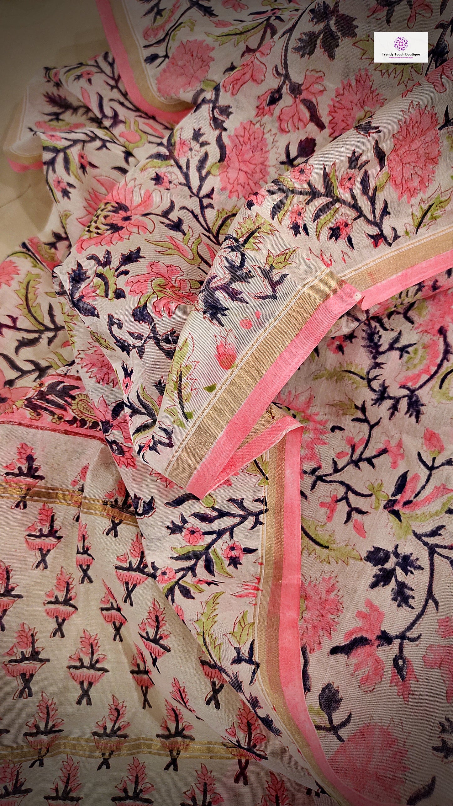 Only For You - Hand Block Print - Chanderi Silk Dupatta