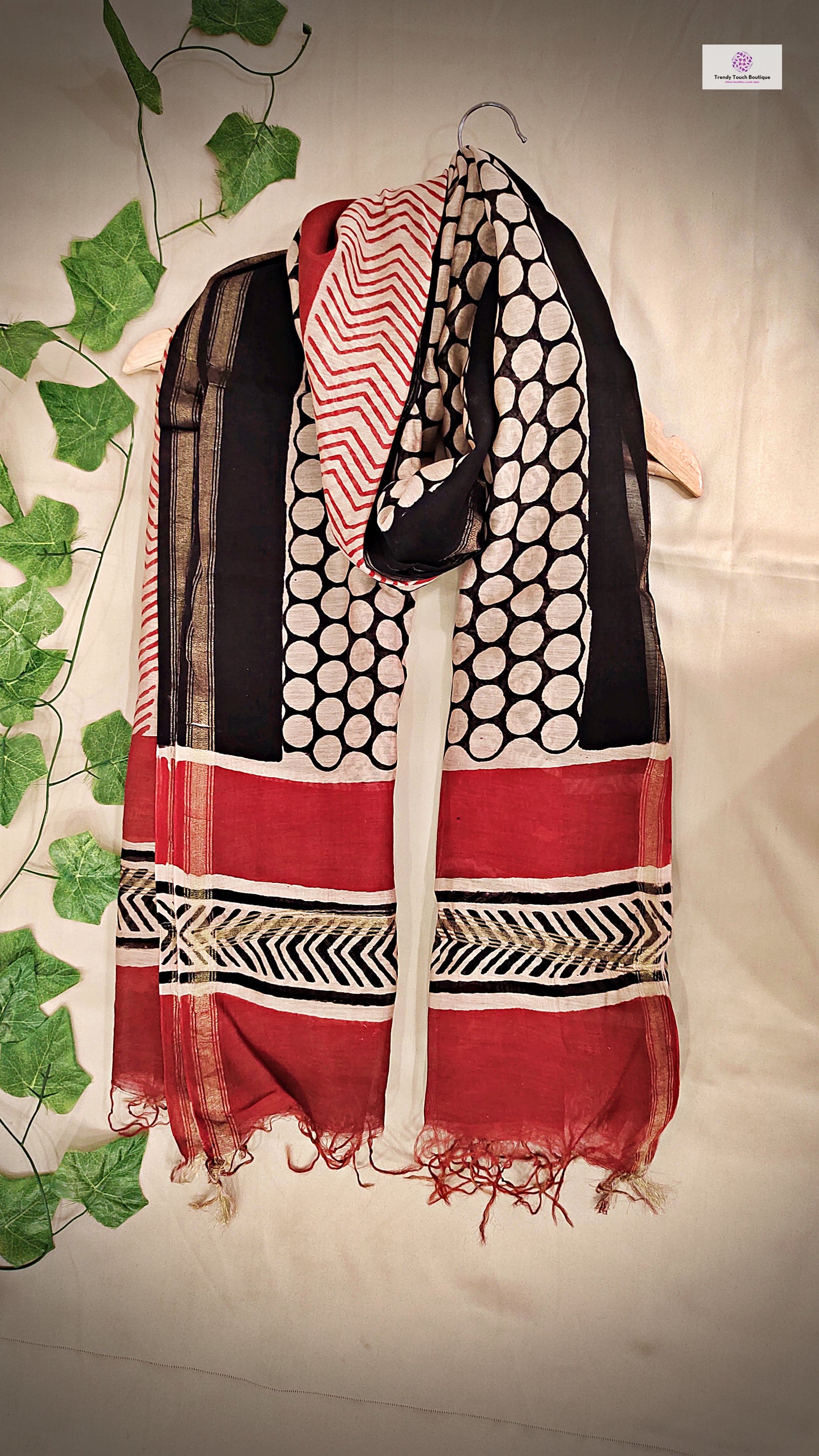 Paradise - Hand Block Print - Chanderi Silk Dupatta