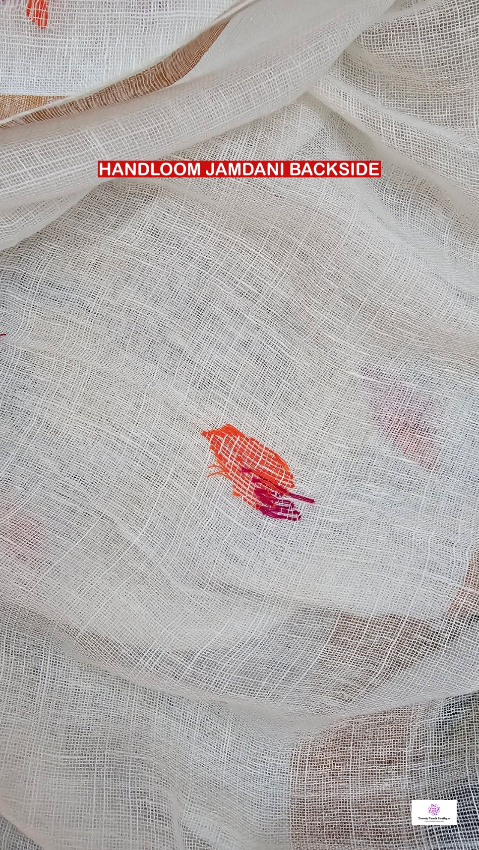 White Florals - Jamdani Handloom - Linen Saree