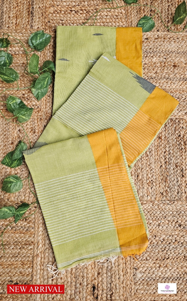 Pista Pesto – Jamdani Handloom - Cotton Saree