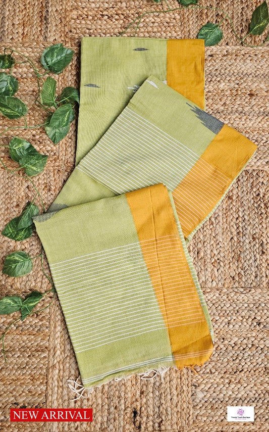 Pista Pesto – Jamdani Handloom - Cotton Saree