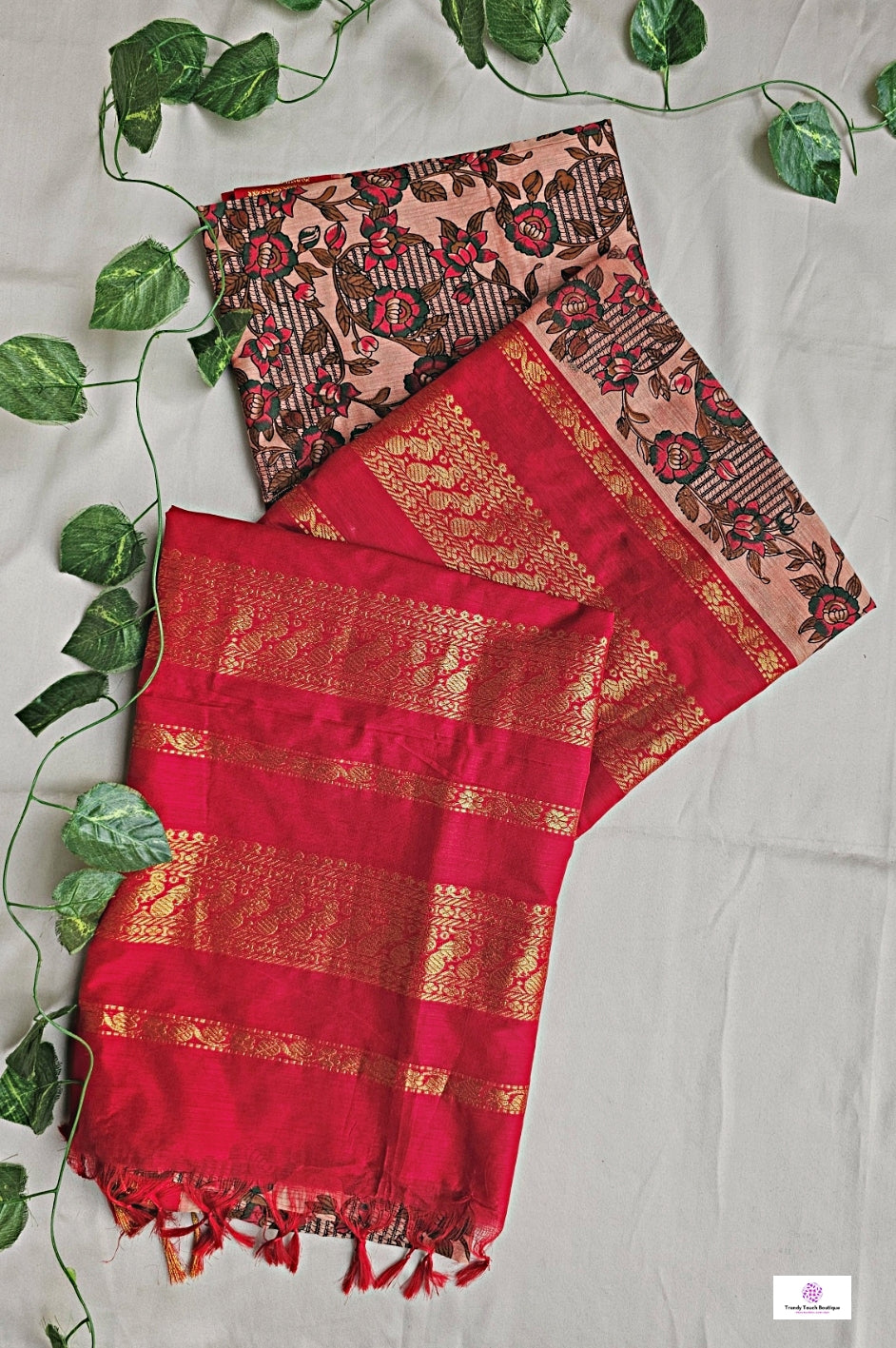 Trishna - Kalamkari Print - Kalyani Cotton Gadwal Saree