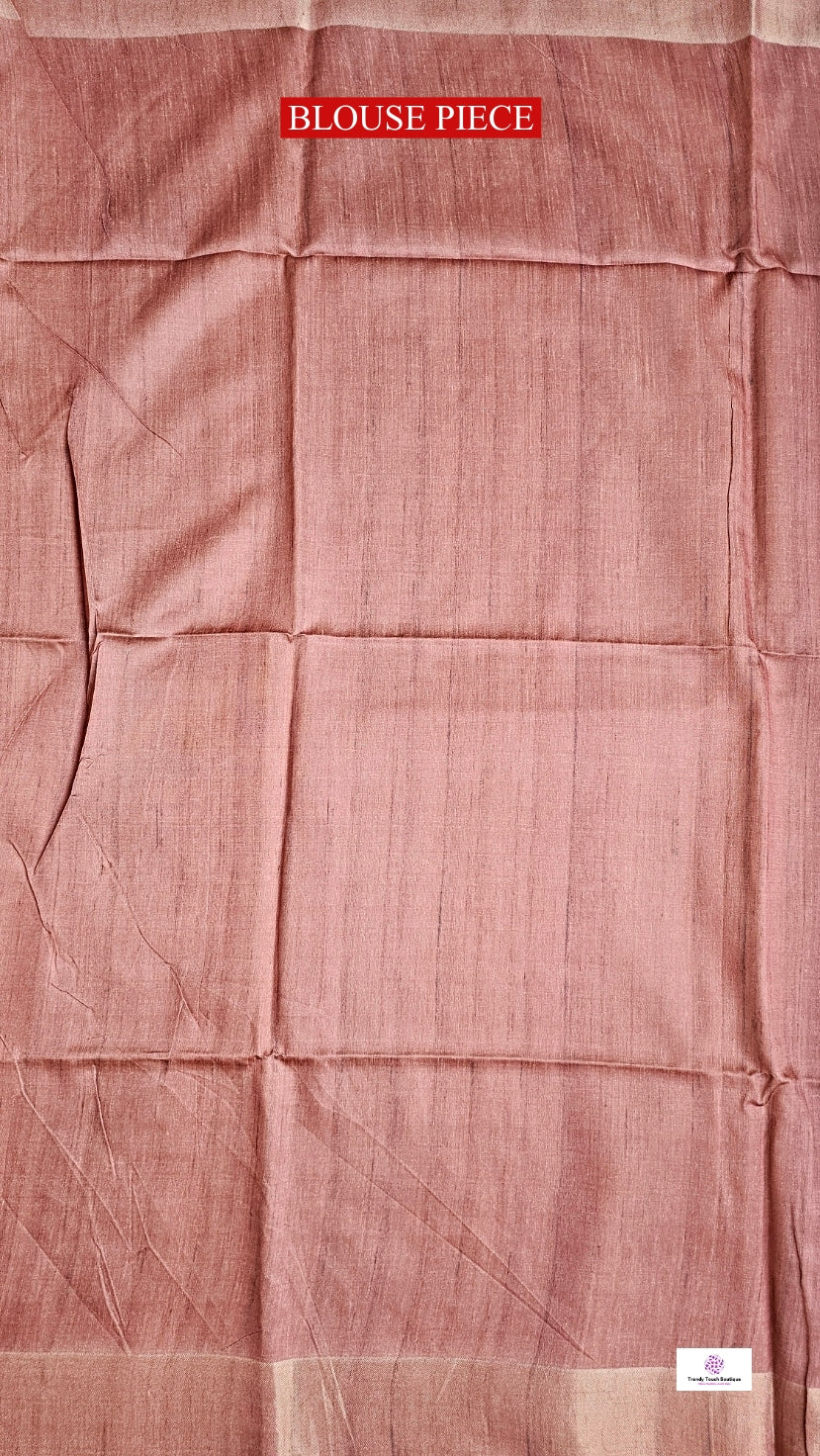 Pink semi tussar silk saree with floral digital print for regular wear and casual function office for women with blouse piece and best price