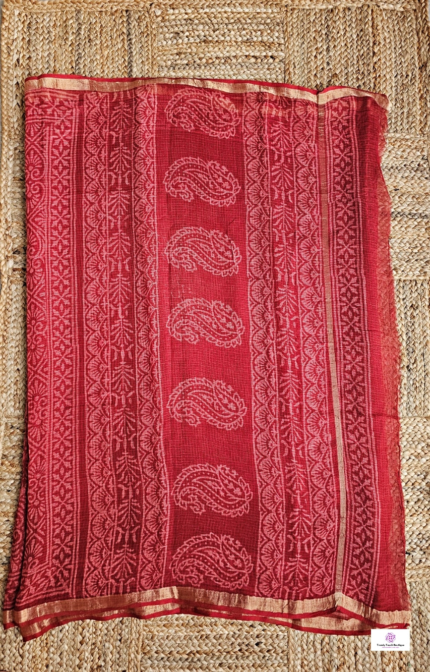 Savage - Hand Block Print - Kota Doria Saree
