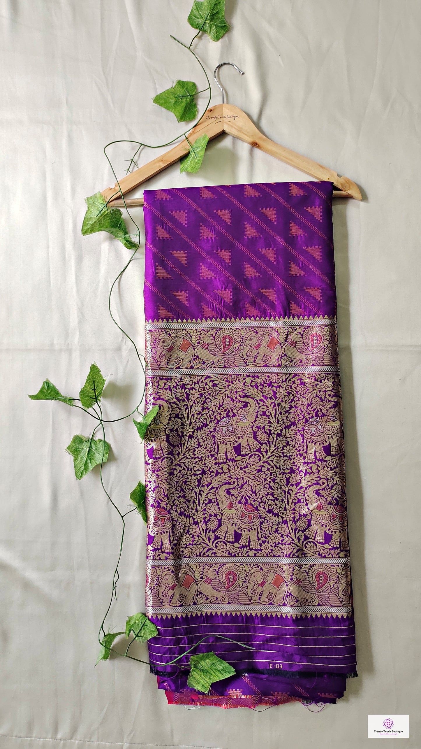 Kanjivaram styled violet color with copper zari work party wear special occasion saree for wedding function or bridal gift