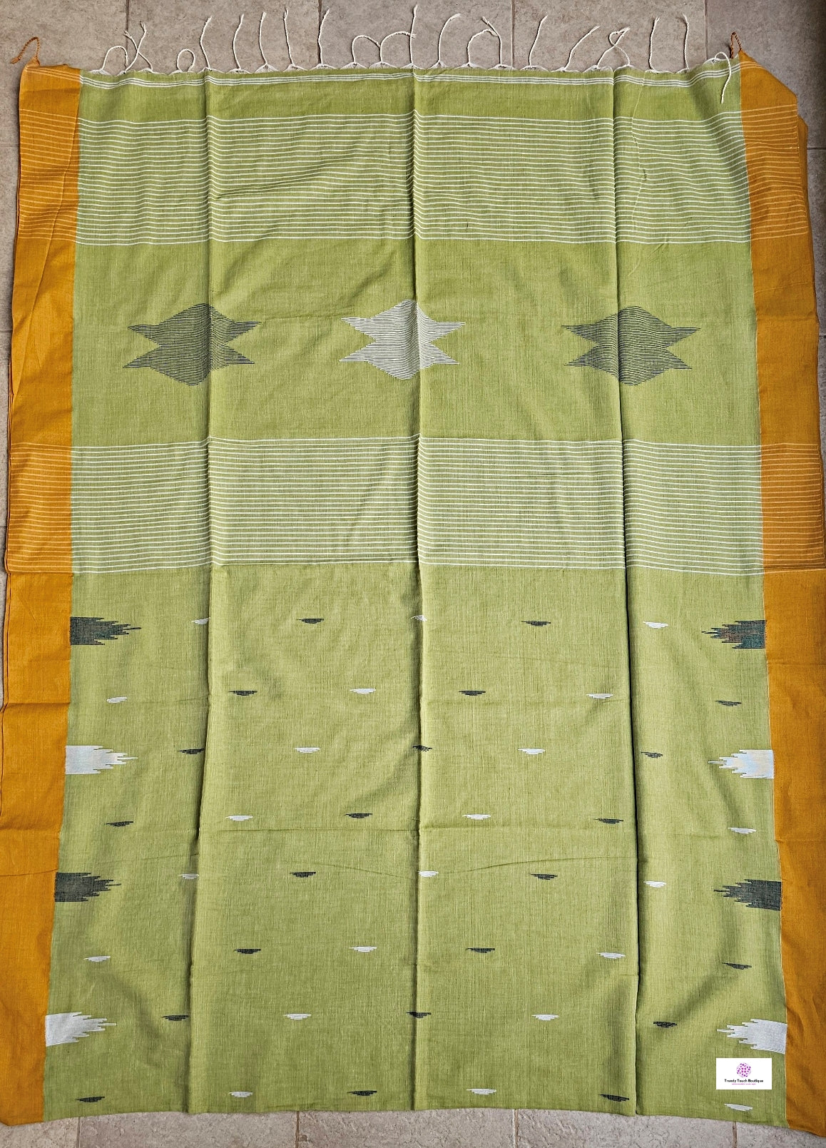 Pista Pesto – Jamdani Handloom - Cotton Saree