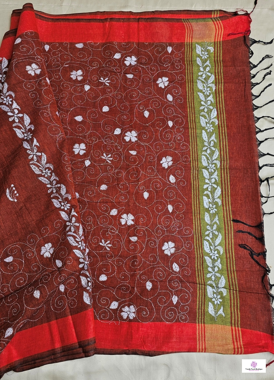MITTI KA RANG - KANTHA STITCH - COTTON HANDLOOM SAREE