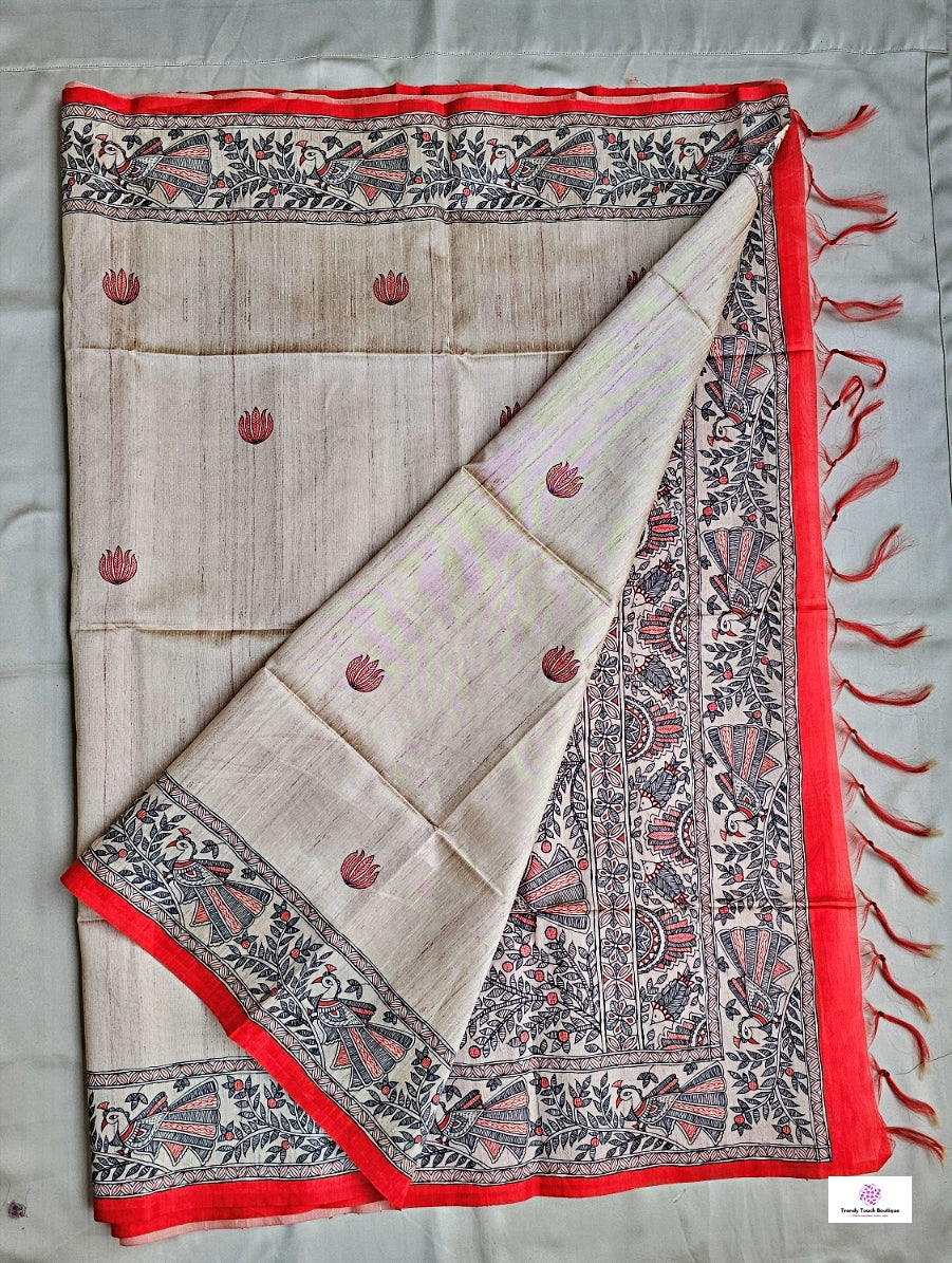 Peacock - Semi Ghicha Silk Saree