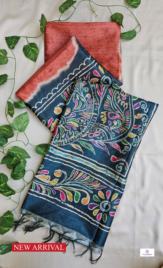 Ankana - Tuli Batik Print - Semi Tussar Silk Saree