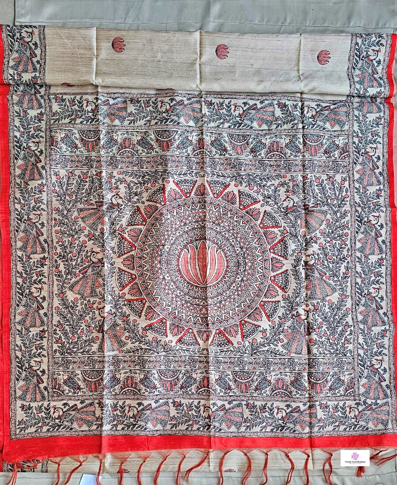 Peacock - Semi Ghicha Silk Saree