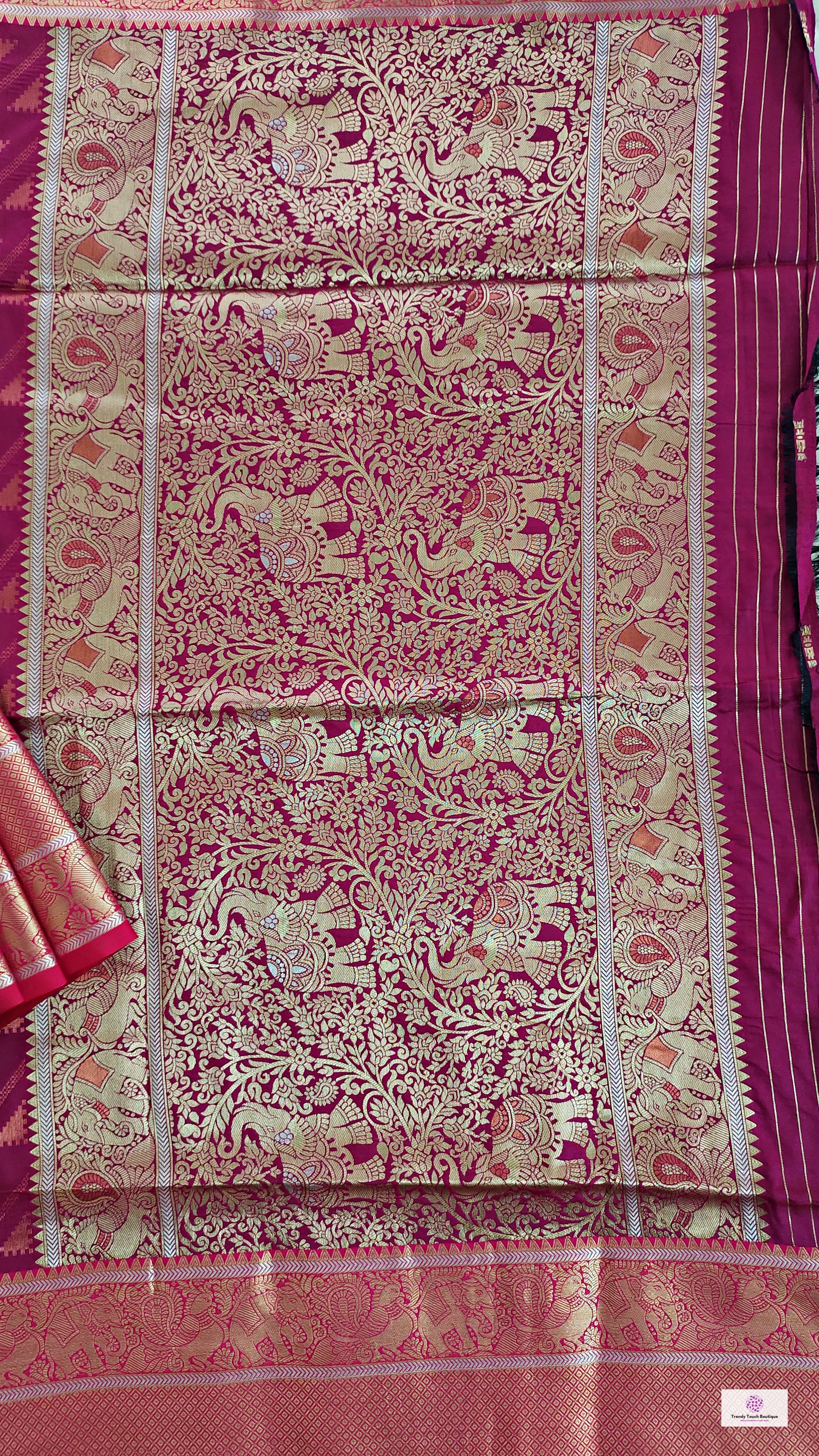 Kanjivaram styled pink copper zari work party wear special occasion saree for wedding function or bridal gift