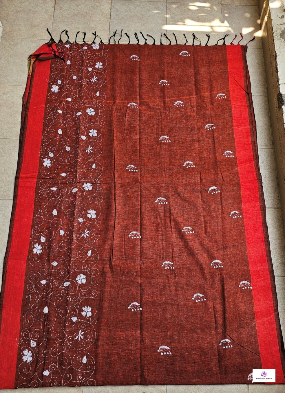 MITTI KA RANG - KANTHA STITCH - COTTON HANDLOOM SAREE