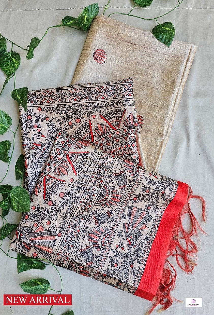 Peacock - Semi Ghicha Silk Saree