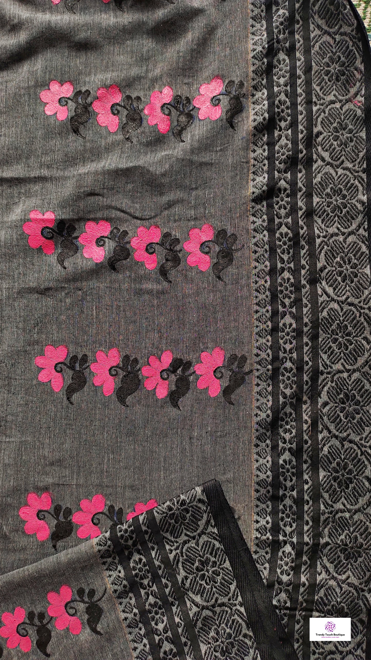 handpainted designer grey red begumpuri cotton handloom saree for formal and casual events and office meetings wedding and marriage function best price with blouse piece