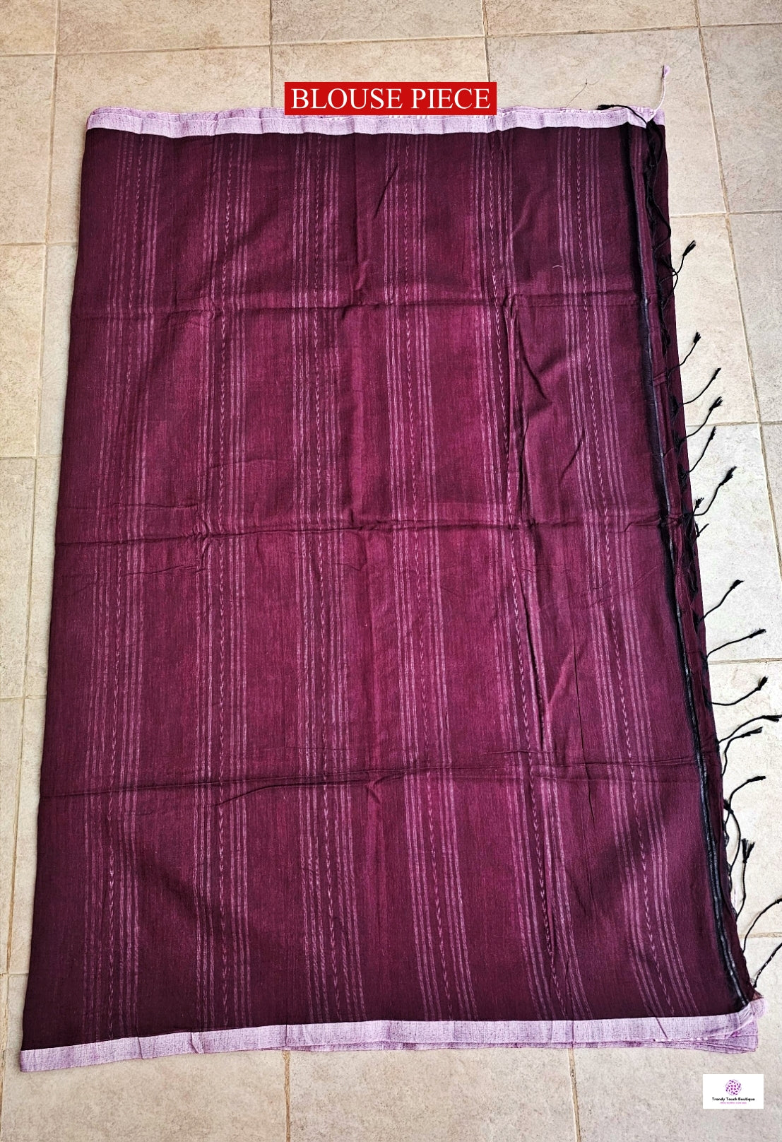 Burgundy - Bengal Handloom - Cotton Saree