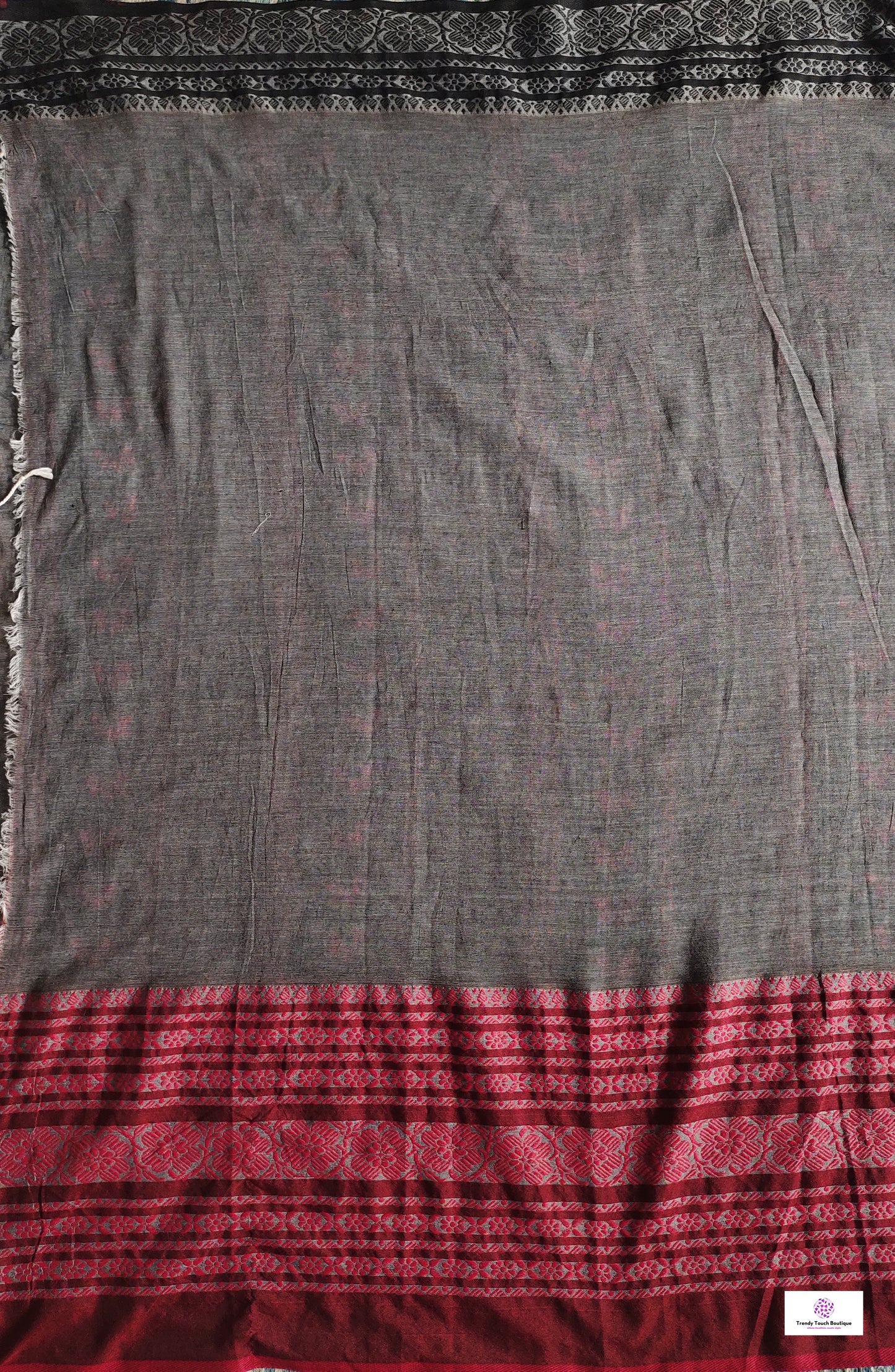 Grey Mist - Handpainted - Begumpuri Cotton Saree