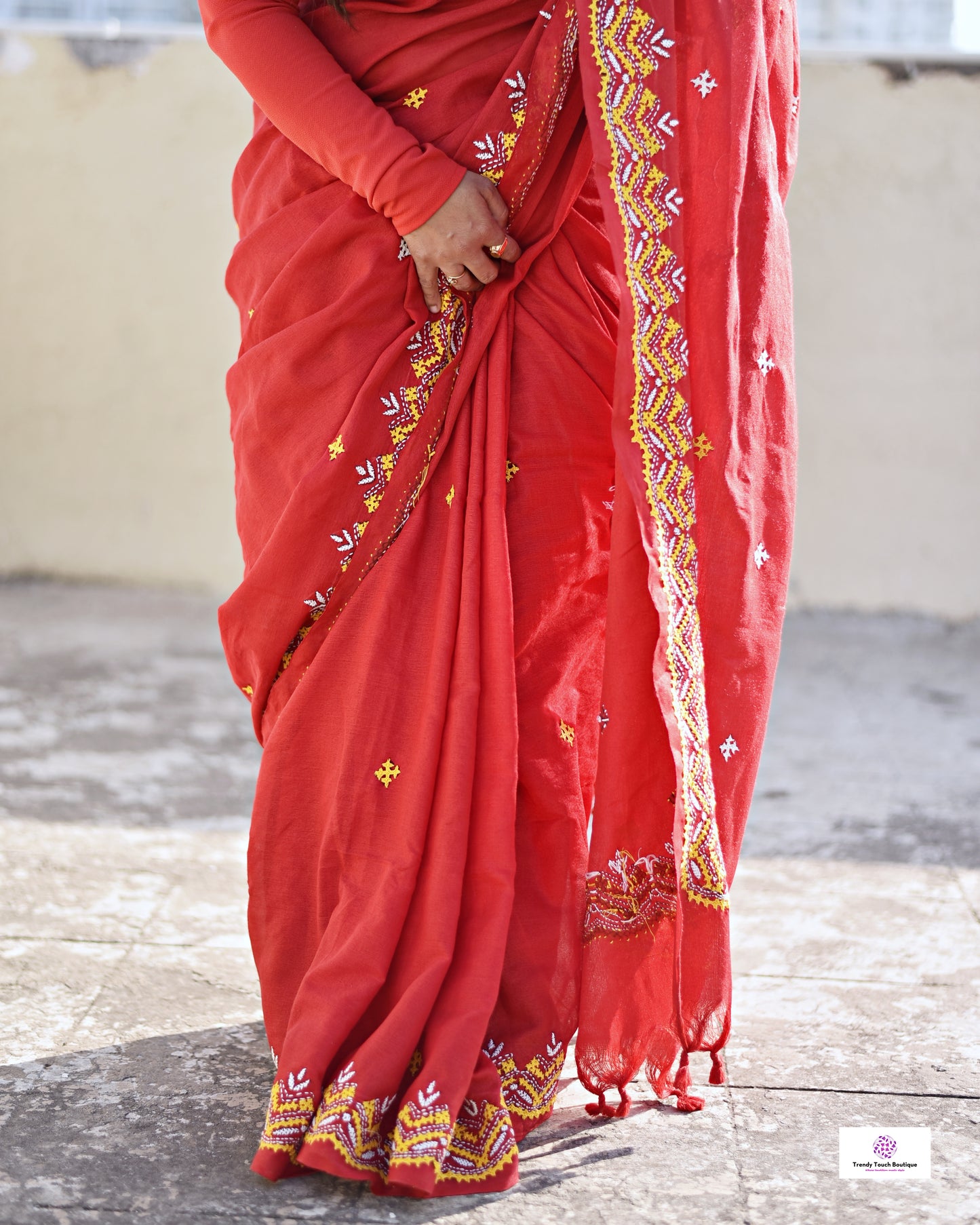 Borondala - Kutch & Kantha Work - Mulcotton Saree