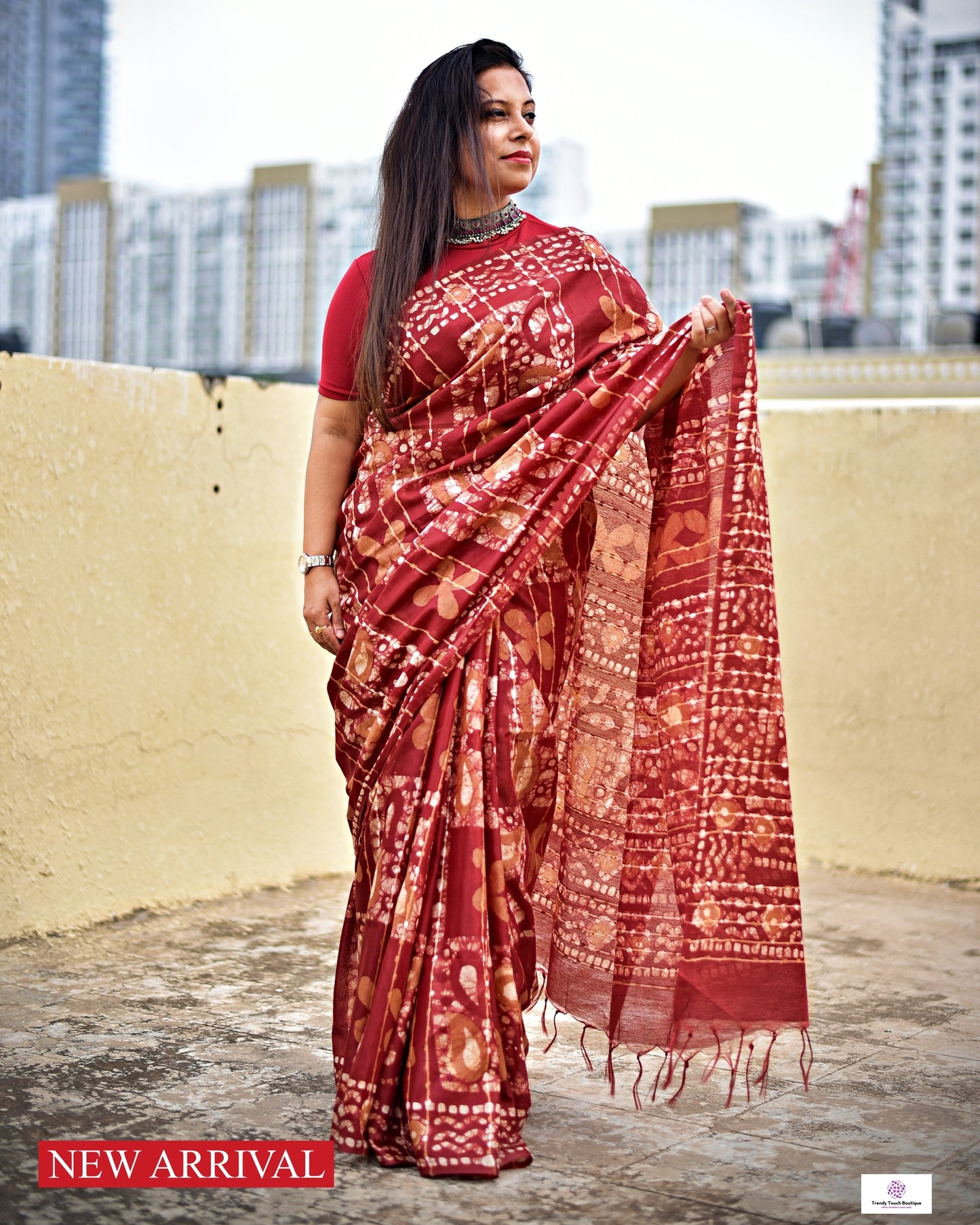 Maroon – Digital Print - Banswara Silk Saree