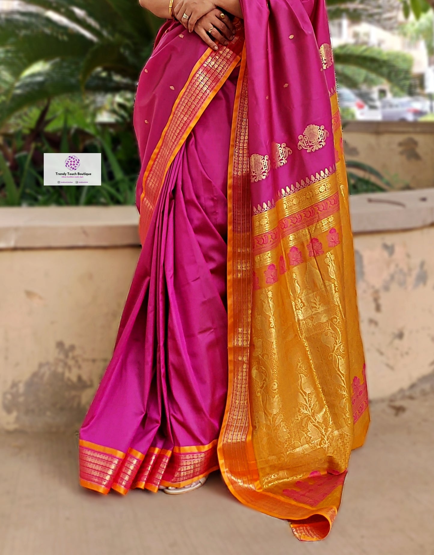 SAMPURNA - BOMKAI SILK (PINK MAGENTA & YELLOW)