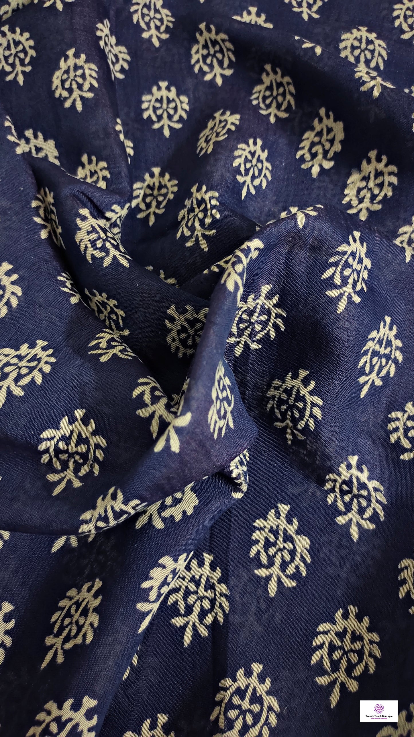 JHEEL - HANDBLOCK PRINT - CHANDERI SILK SAREE (BLUE)
