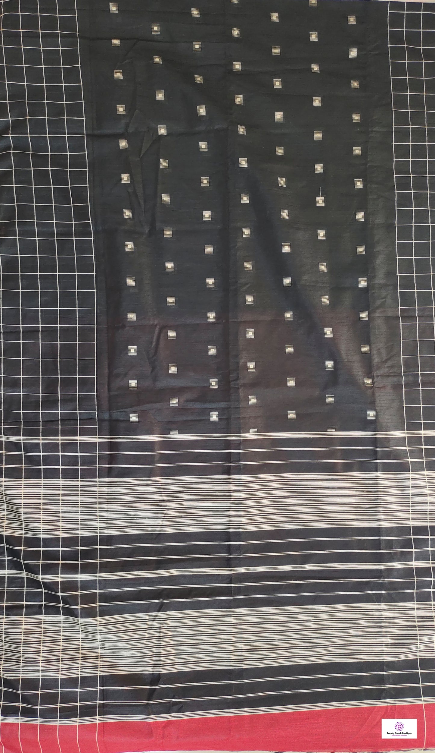 black red silk cotton office wear formal wear sarees check pattern with blouse piece contrast best price online handloom