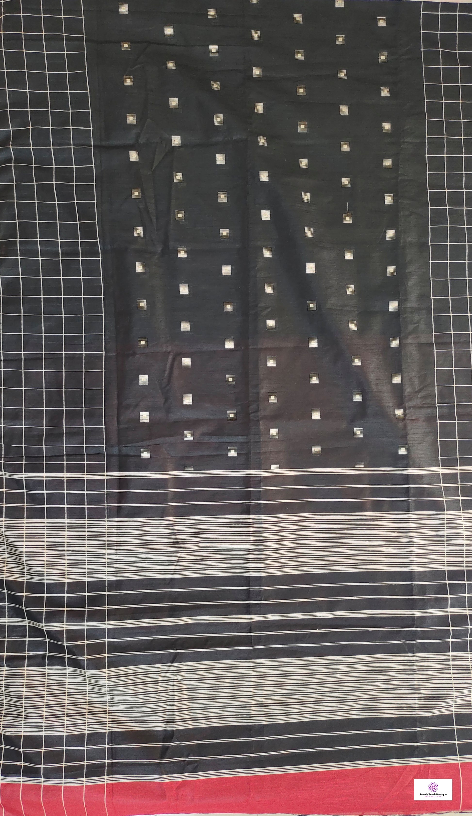 black red silk cotton office wear formal wear sarees check pattern with blouse piece contrast best price online handloom
