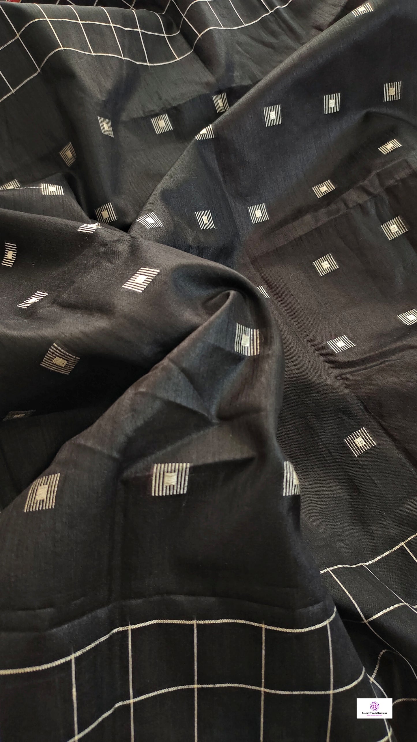 black red silk cotton office wear formal wear sarees check pattern with blouse piece contrast best price online handloom