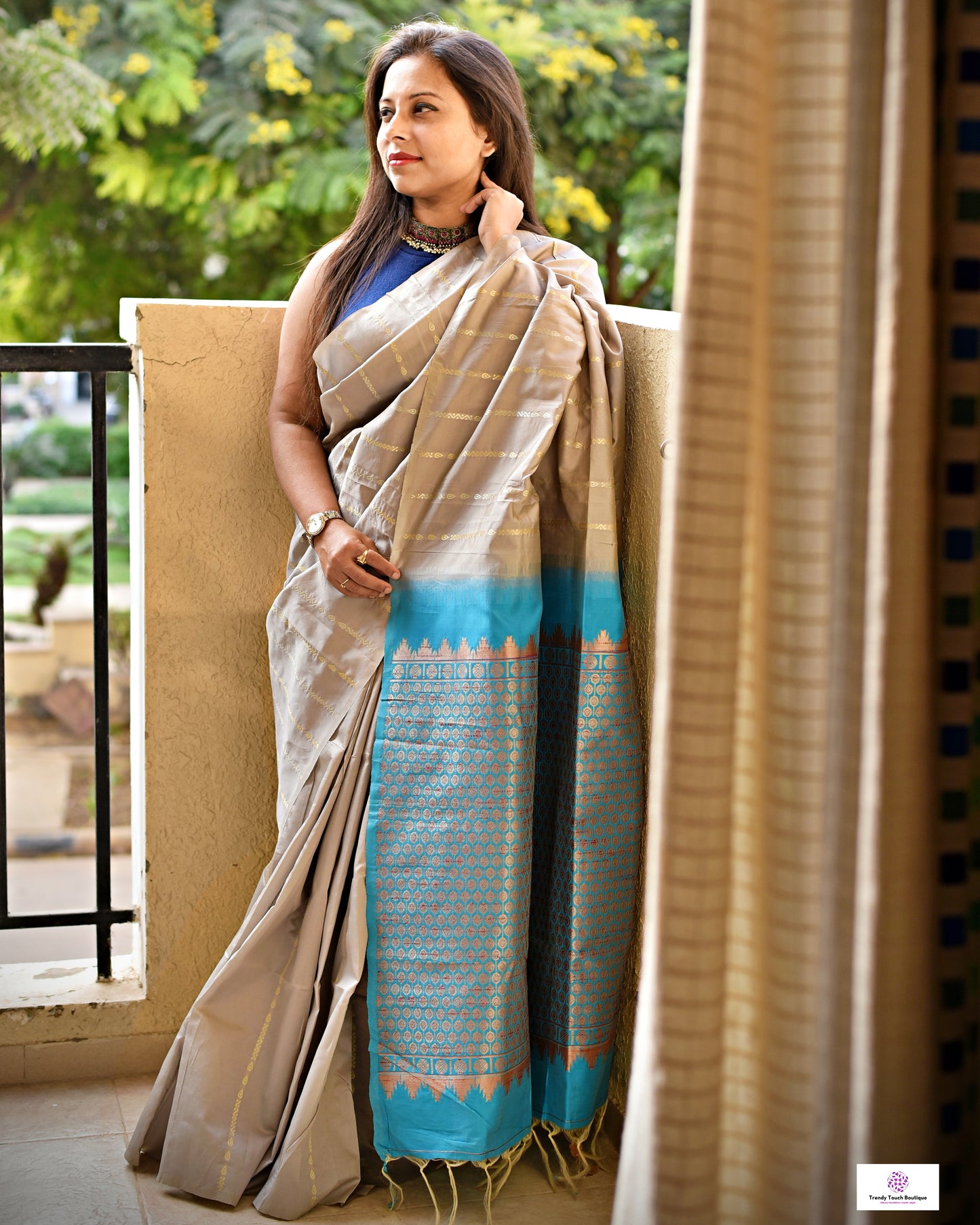 GREY TONE - SOFT SILK (GREY AND BLUE)