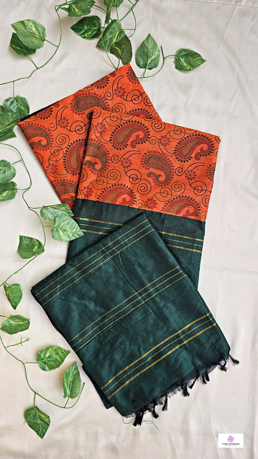 Udita - Kalamkari Print - Kalyani Cotton Gadwal Saree