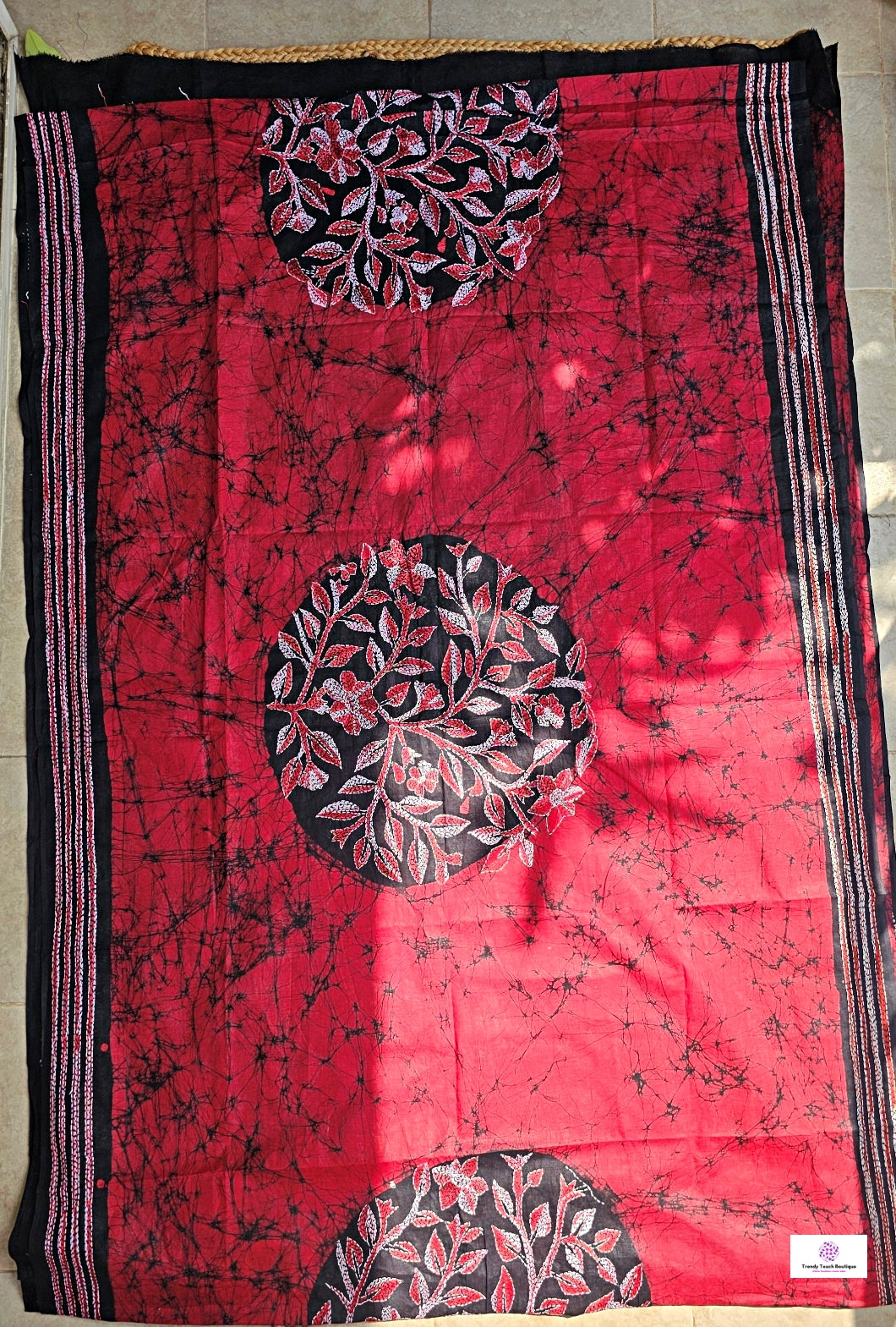 Romance - Kantha Work & Hand Batik - Cotton Saree