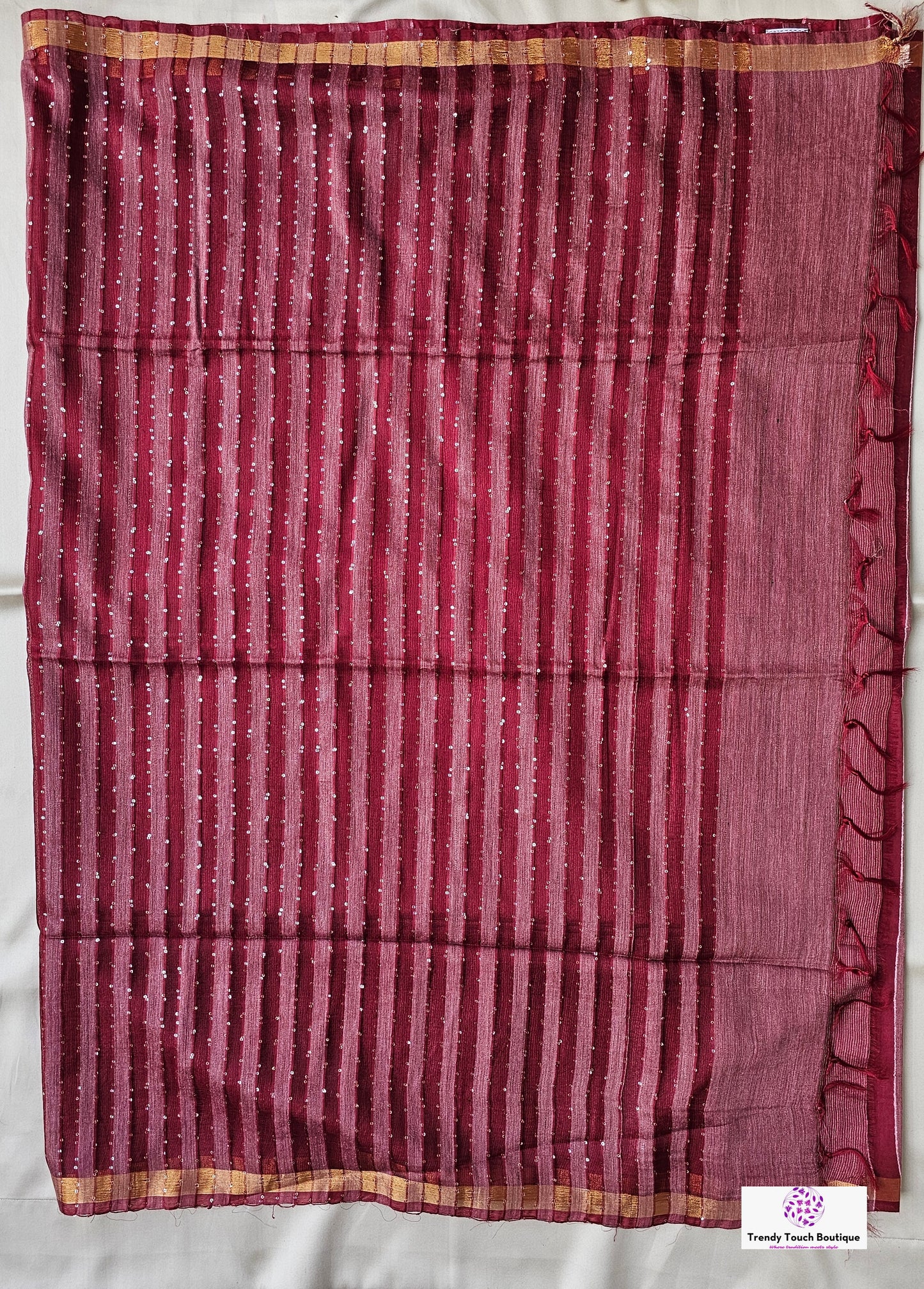 Stripe – Sequins Stud - Banswara Silk Saree