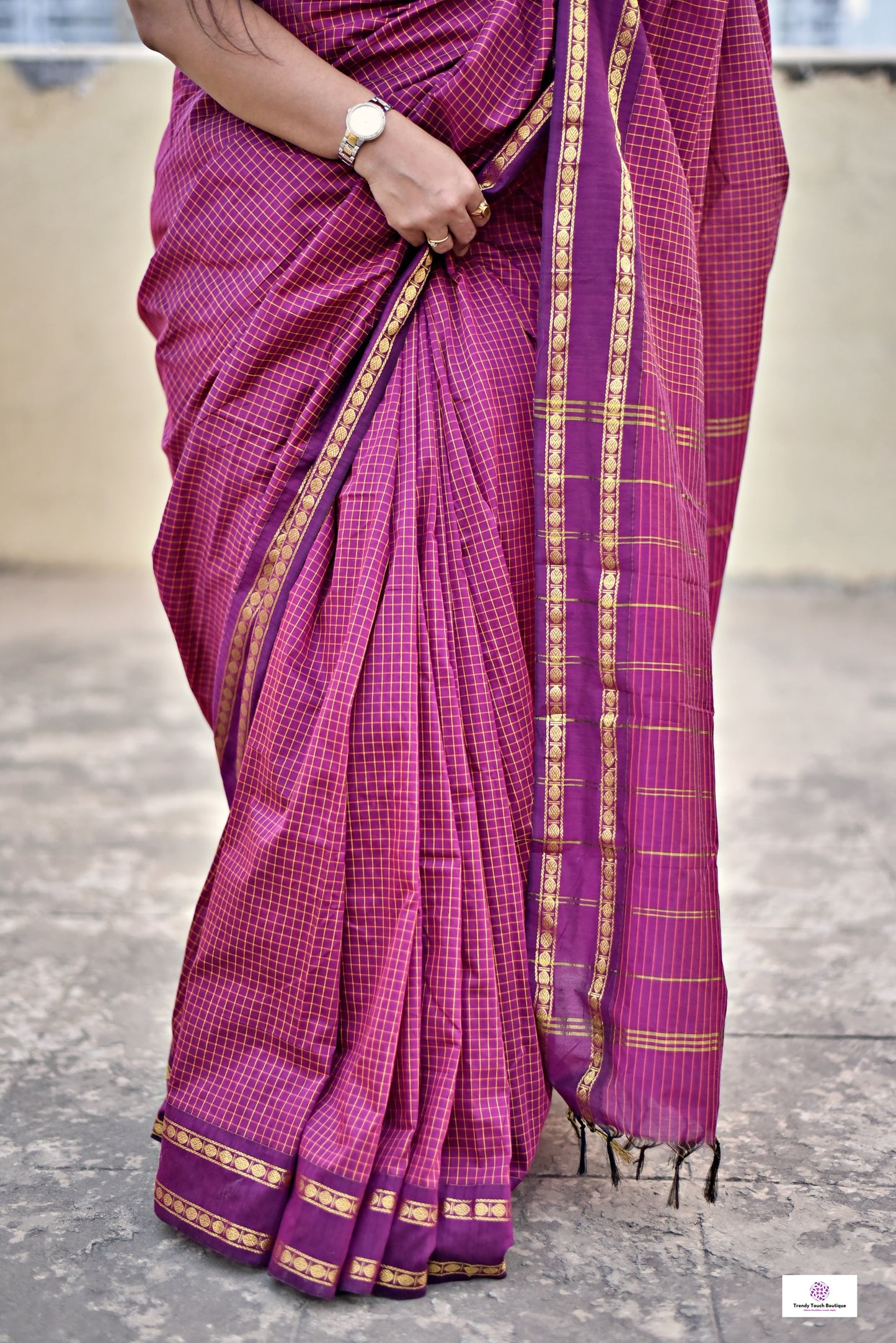 Check cotton silk Gadwal magenta and muthukattam saree south silk saree with running blouse piece soft festive wear saree office wear saree best price