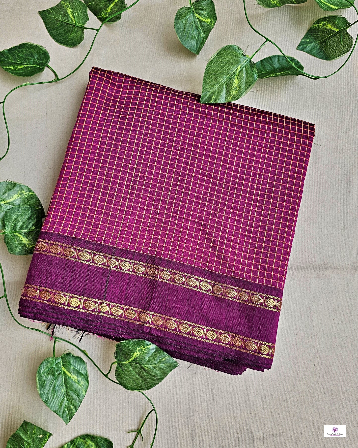 Check cotton silk Gadwal magenta and muthukattam saree south silk saree with running blouse piece soft festive wear saree office wear saree best price