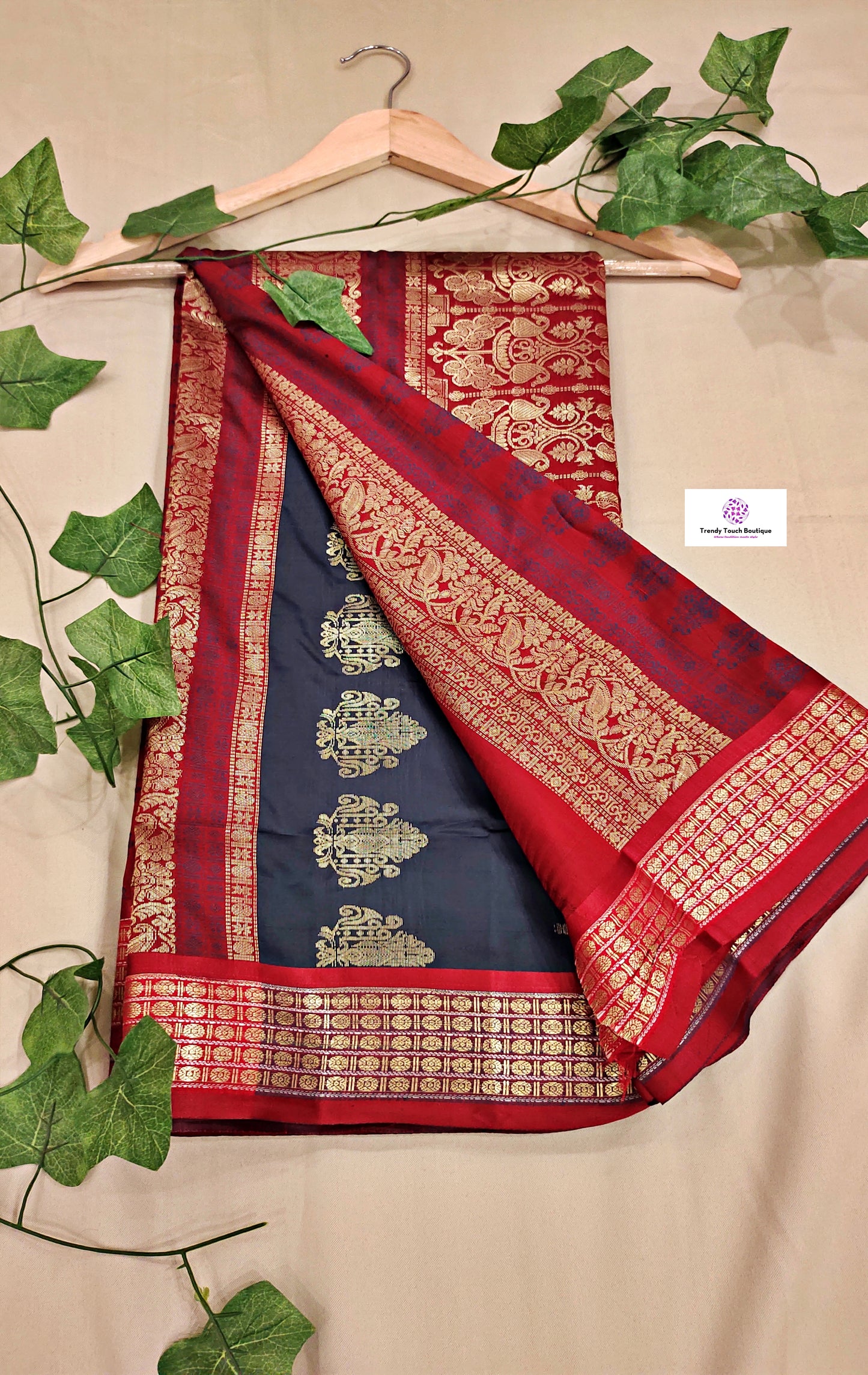 AMAR TUMI - MAROON & GREY - BOMKAI SILK