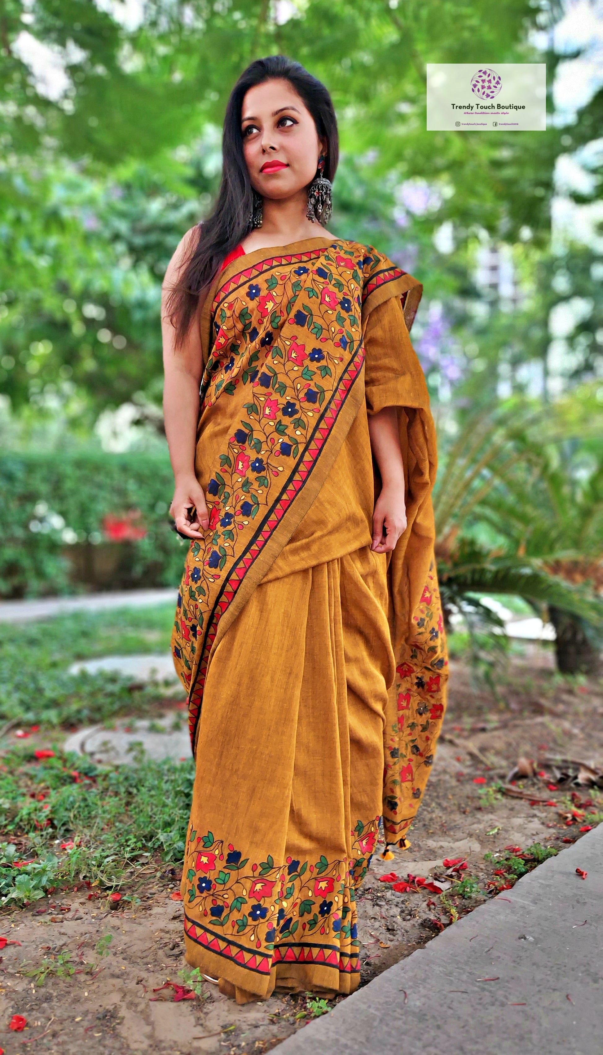 Handpainted Designer Cotton Saree Best price