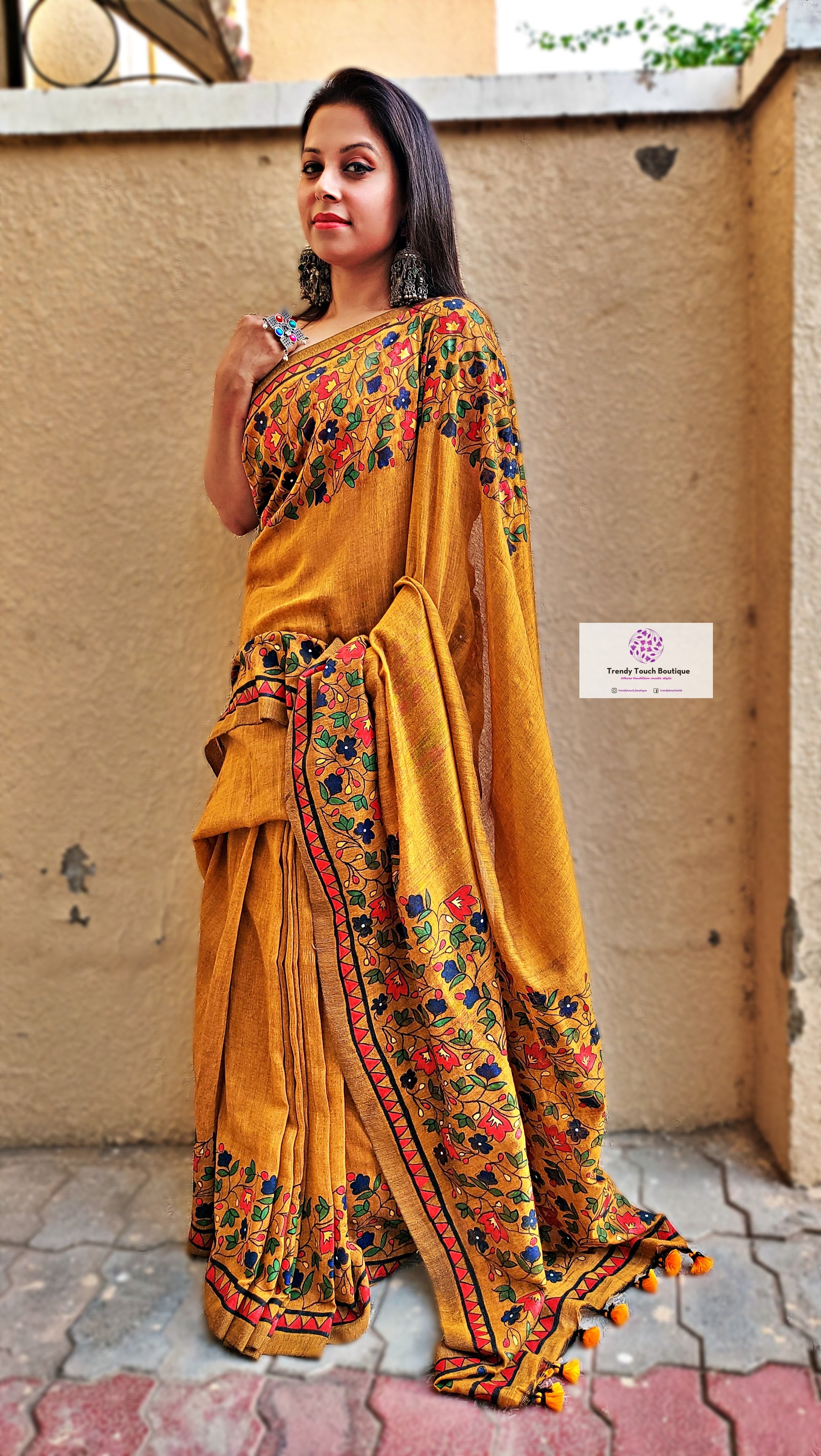 Handpainted designer saree