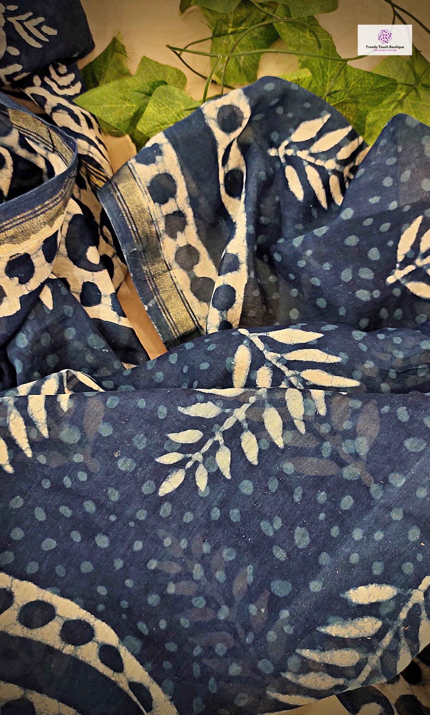 Bluebells - Hand Block Print - Chanderi Silk Dupatta