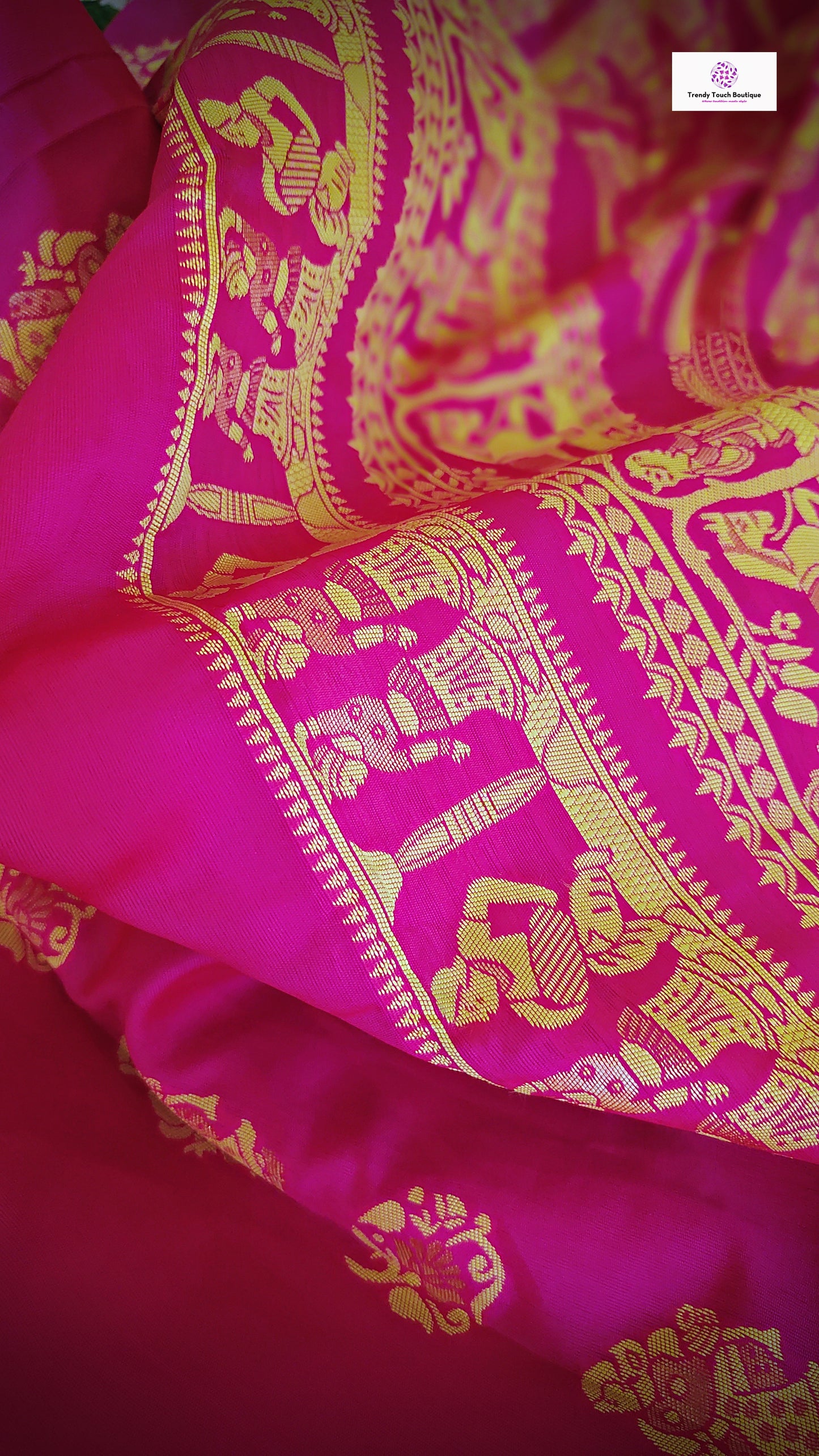hot pink art silk baluchari silk saree for special ocassion marriage and wedding function with blouse piece and best price
