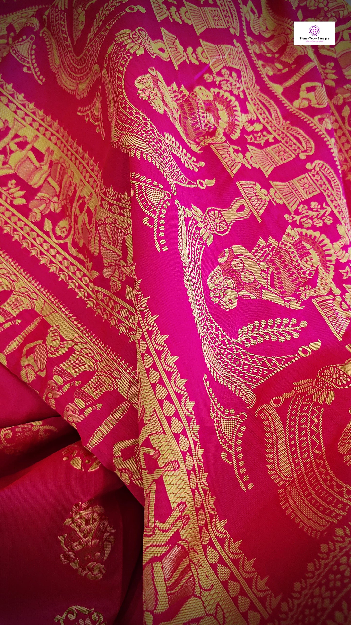 hot pink art silk baluchari silk saree for special ocassion marriage and wedding function with blouse piece and best price