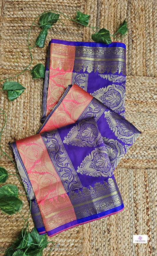Sloka - Peach Purple - Soft Silk Saree