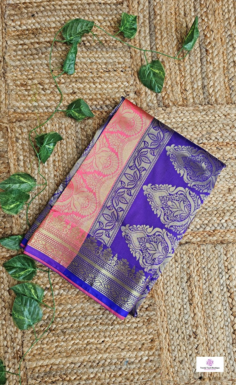 Sloka - Peach Purple - Soft Silk Saree