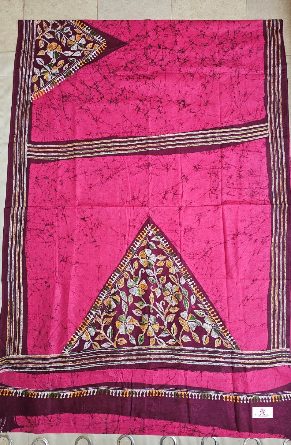 ROSE - KANTHA STITCH BATIK COTTON SAREE