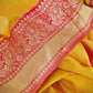 lightweight lichi silk yellow pink saree wedding and marriage celebration haldi ceremony sarees online