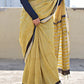 slub linen organic dye handblock print yellow brown saree office wear best price shop online summer spring saree collection