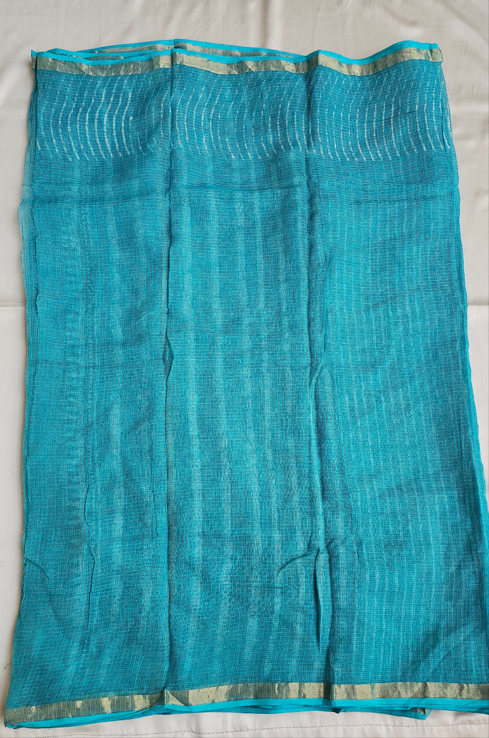 CHARM - HANDBLOCK PRINT - KOTA DORIA SAREE (TEAL GREEN)