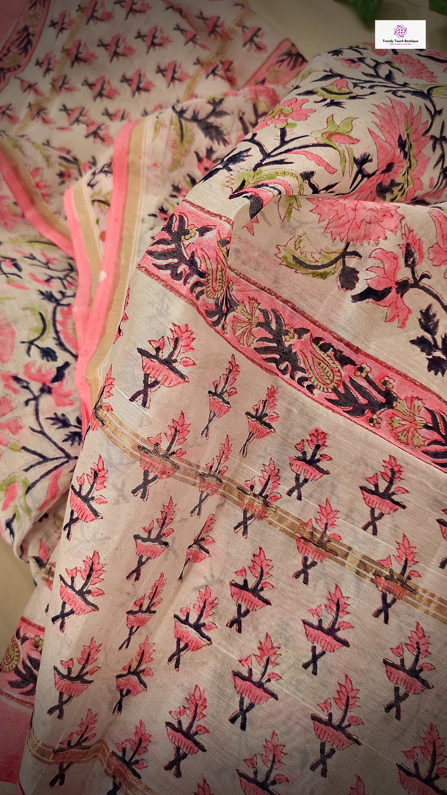 ONLY FOR YOU - HANDBLOCKPRINT - CHANDERI SILK DUPATTA